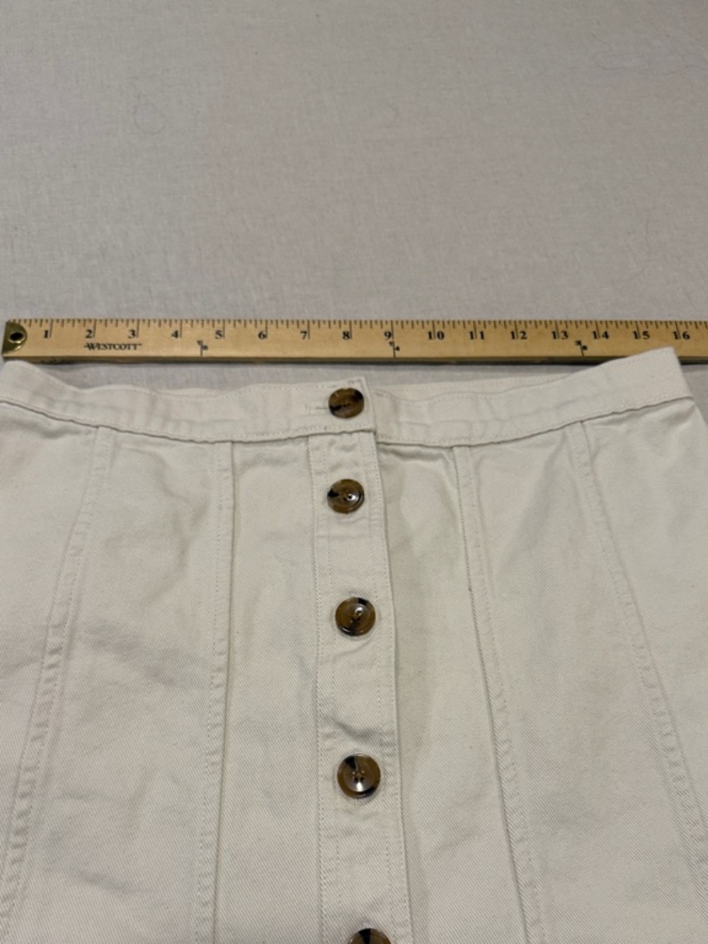 Banana Republic Off White denim Button-Front A-Line Skirt size 10 - Picture 3 of 10